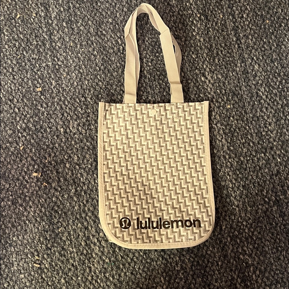 Lululemon gift bag, 12” x 9.5”, tan, gray, new